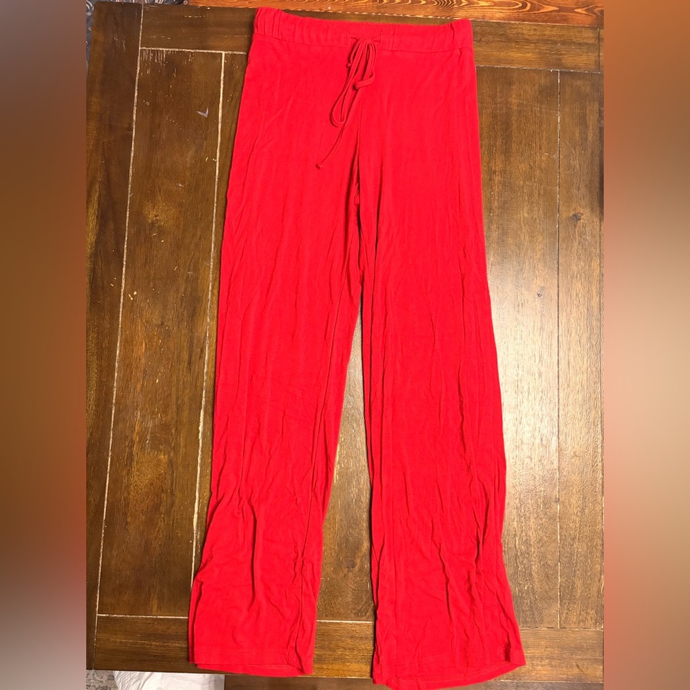 Vibrant Red Wide-Leg Pants
